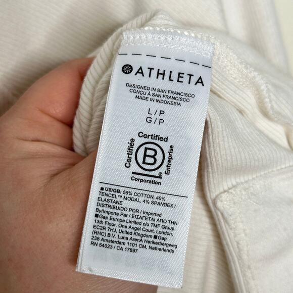 ATHLETA 2024 Coaster Luxe Rib High Hip Sweatshirt Magnolia White Sz L P {F9} - Picture 7 of 8